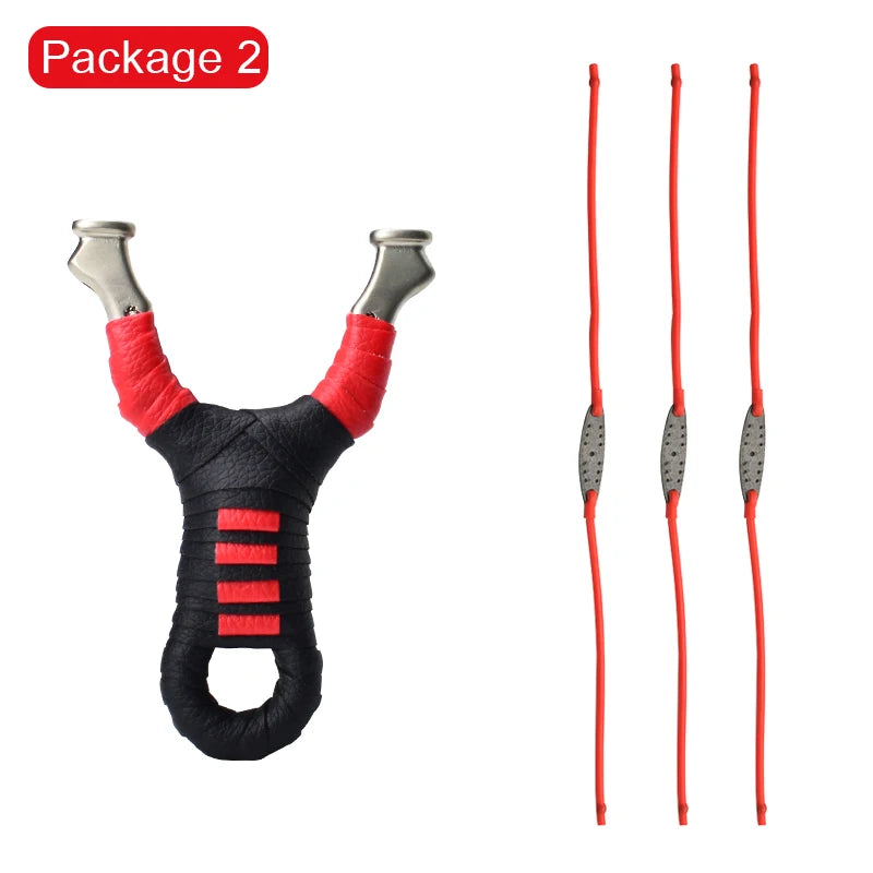 New Style Stainless Steel Powerful Slingshot with Tube Rubber Band Mud Balls Slingshot Catapult Bag for Hunting Outdoor