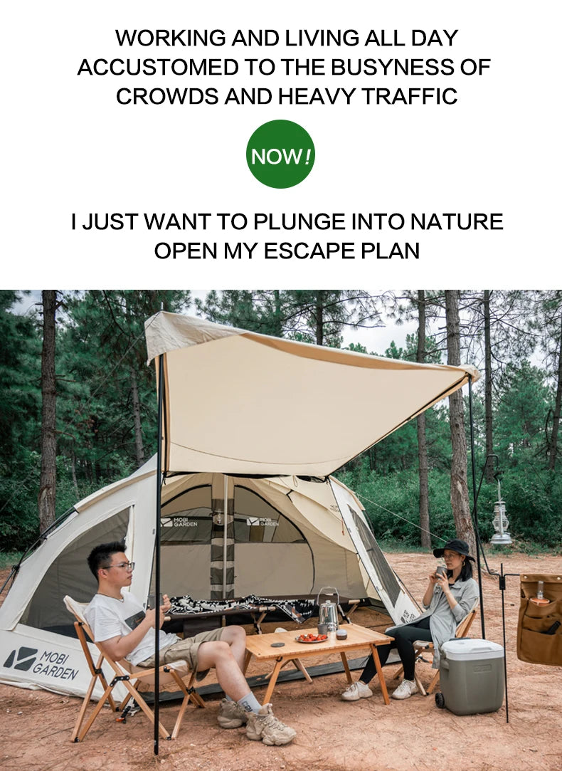 MOBI GARDEN Era290 Outdoor Family Pyramid Camping Tent 5-8 Person Large Space Lobby Sun Shelter Thickened Cotton Portable Tent