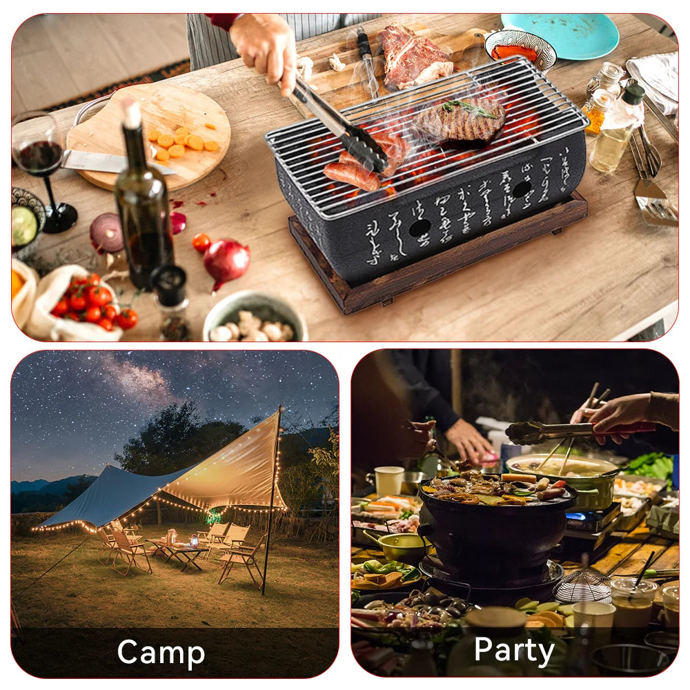 Portable Japanese BBQ Grill Korean Carbon Furnace Charcoal Grill Barbecue Stove Cooking Oven Household Outdoor Barbecue Tool