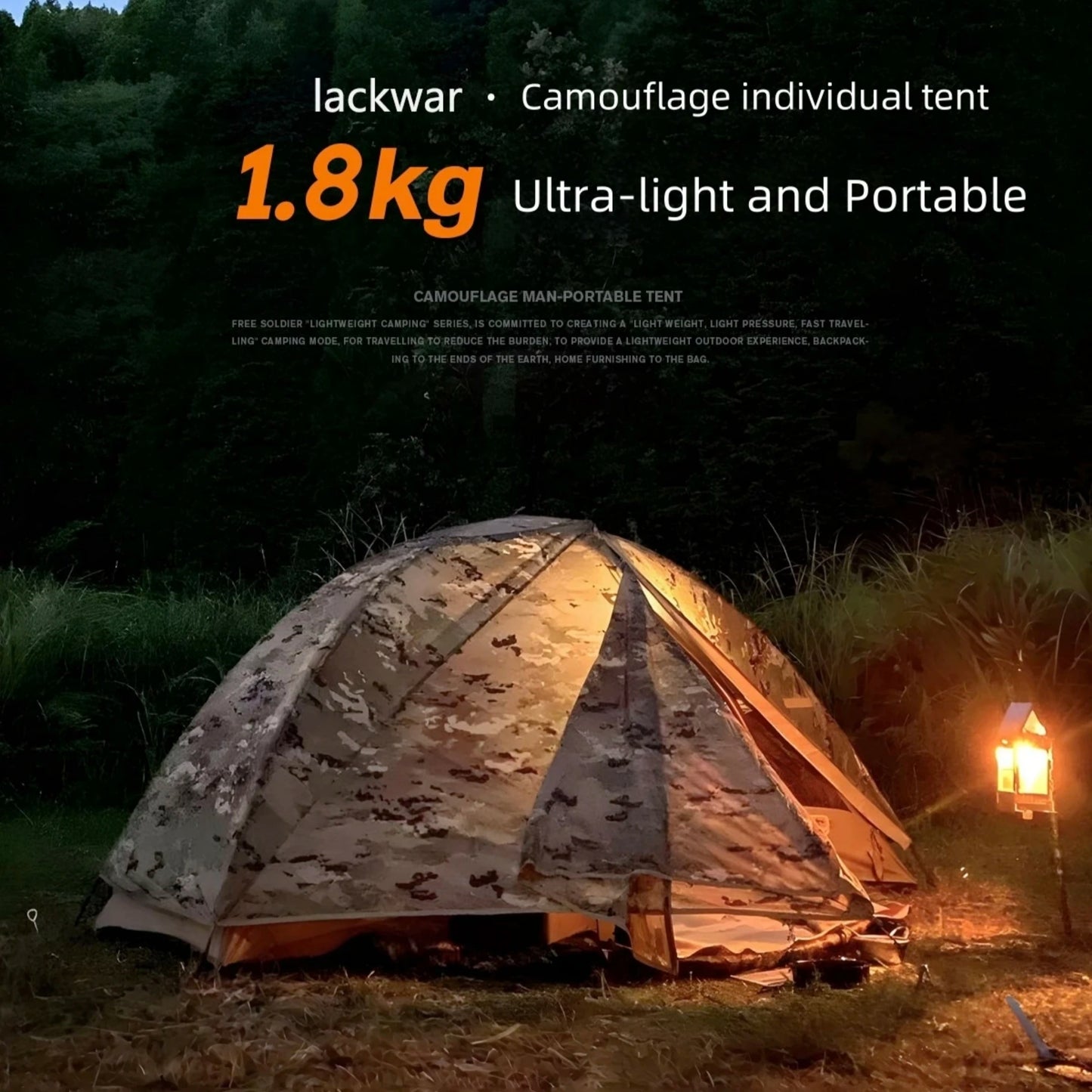 Ultra-Lightweight 1.8KG Military Tent Waterproof Windproof Quick Setup Backpack Tent for Camping Hiking Beach Backpacking