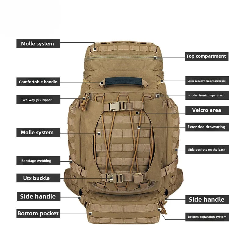 90L Outdoor Camping Tactical Backpacking Large Capacity Backpack MOLLE Multifunctional Outdoor Backpack