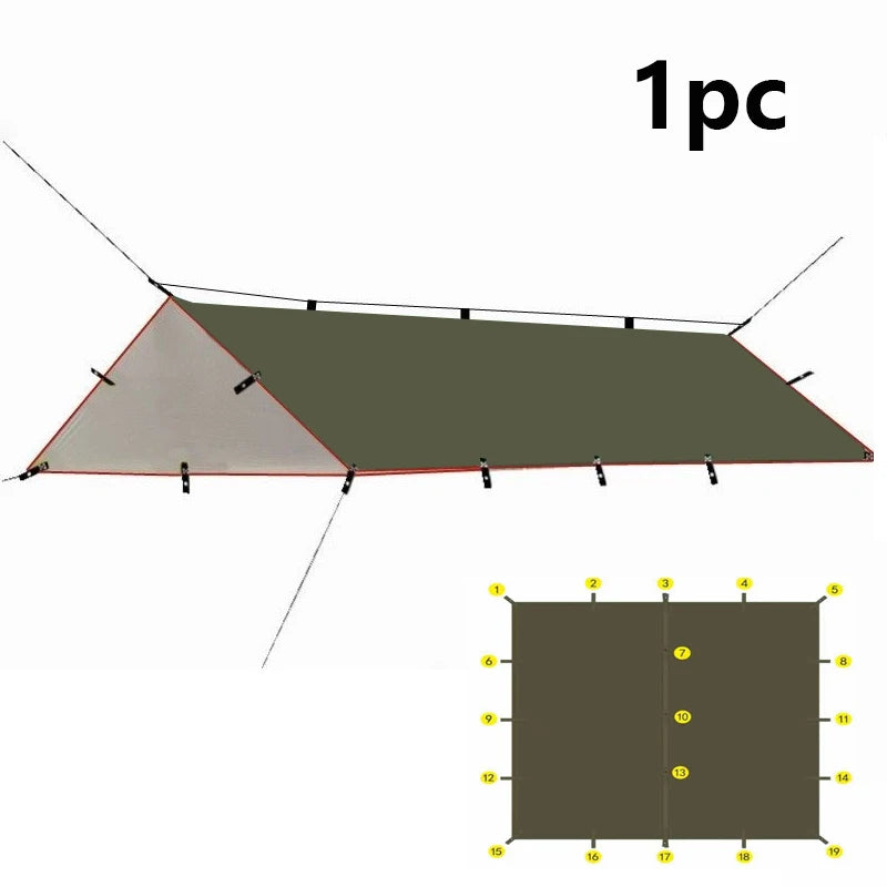 19 Hanging Point Tent Waterproof Tarpaulin Sunshade Canopy Outdoor Backpack Waterproof Camping Sunshade