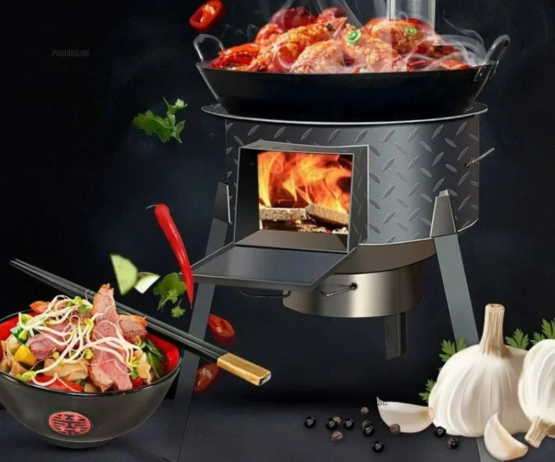 Chimeneas Camping Fire Pit Outdoor Grill Stand Camping Stove Heating Wood Fire Stove Household Rural Portable Brazier Stove