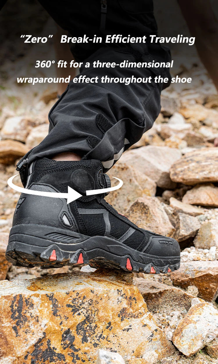FEHER MQZ Series Motorcycle Boots Breathable Lightweight Non-slip Rotating Lace Up System Hiking Shoes for Riding and Climbing