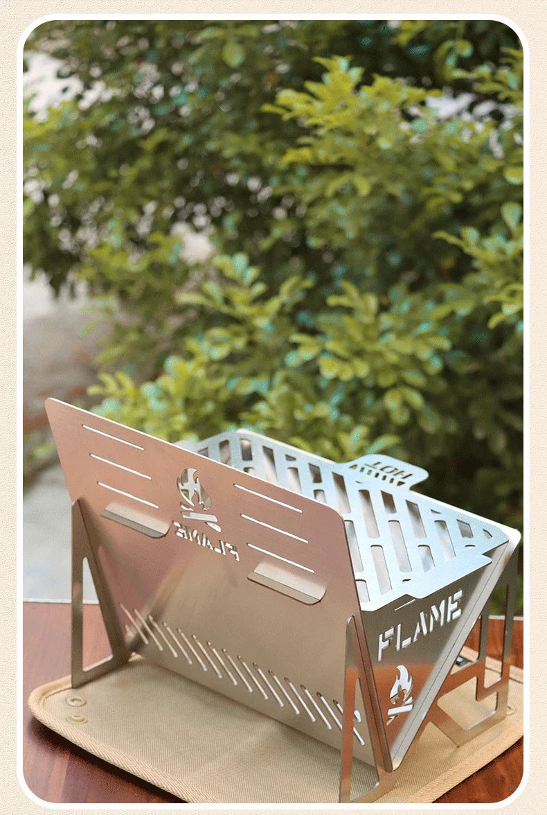 Outdoor Removable Barbecue Grill Ultra Lightweight Grill Mini Camping Stove Stainless Steel Firewood Stove