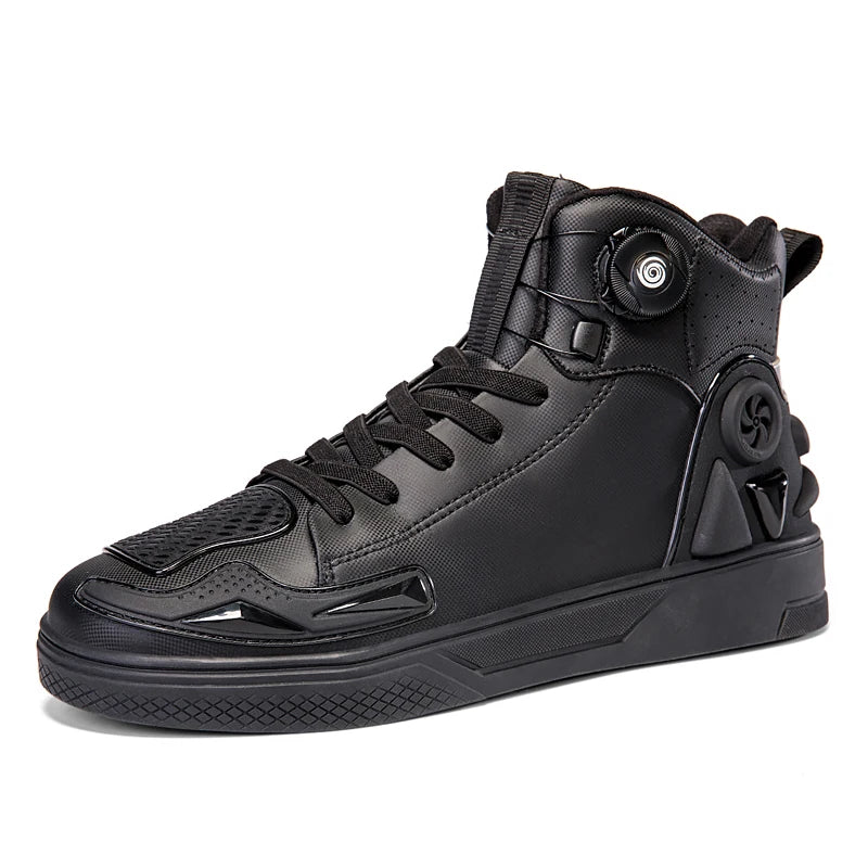 Men Motorcycle boots Breathable Anti-fall Rider Road Racing Casual Shoes Boots Gear Shift Rubber Sole black Motorbike Shoes