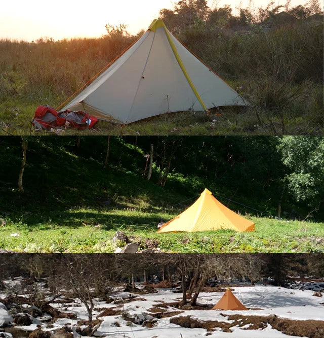 Knot Maya 1P Pyramid Tent Outdoor Ultralight No Pole Tent Camping 20D Nylon Double Silicone Waterproof Hiking Backpack Tent