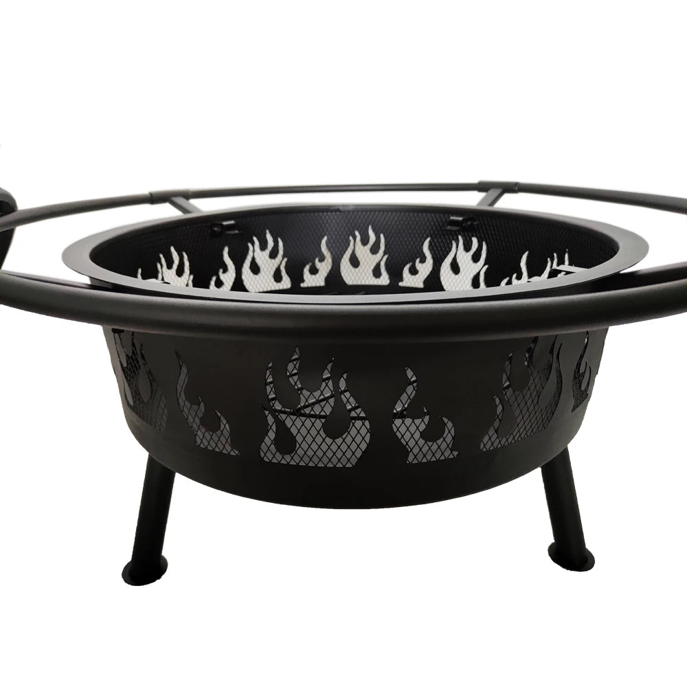 Multi Functions Camping Fire Pits Wood Burning Outdoor Heavy Duty Barbecue With Bbq Grill