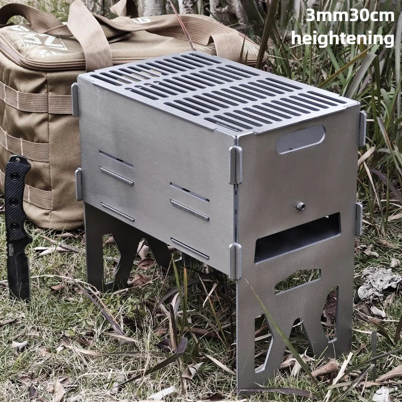 Titanium Alloy Portable Barbecue Grill Rack Outdoor Family Charcoal Stove Furnace Frame Camping Lightweight Camp Equipment