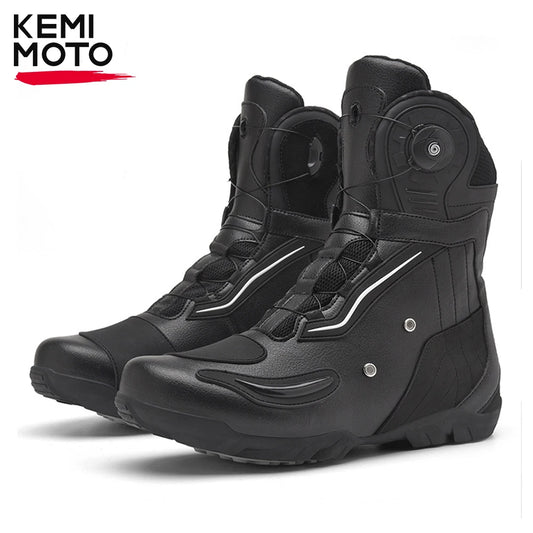 Motorcycle  Ankle Boots Racing Shoes Men Riding Durable Anti-Slip Grip Anti-kick protection Quick Lock moto Equipment Motorbike