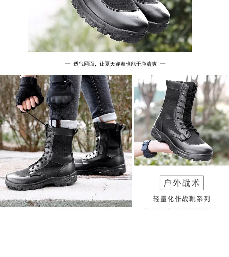 Summer ultra-light combat boots comfortable mesh shoes mountaineering boots men women high-top training boots security shoes
