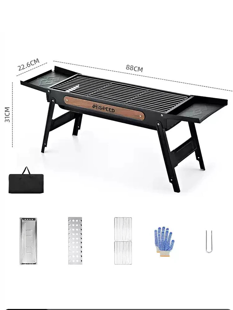 Outdoor IGT BBQ Grill Camping Stainless Steel Grill Camping Folding Portable Small Home BBQ Grill