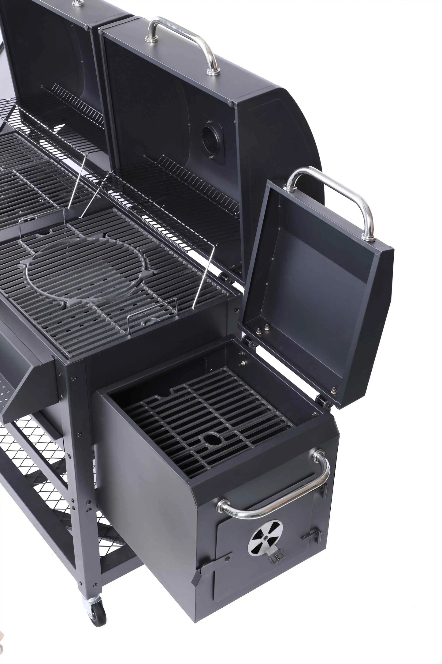 Grill Burner Gas & Charcoal Outdoor with Side Smoker Coated Finish for Family Gatherings