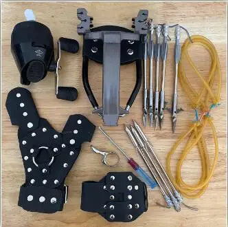 Professional Fishing Slingshot Kit with Arrowheads Wrist Support Rocket Slingshot Catapult for Fishing and Hunting Outdoor Games
