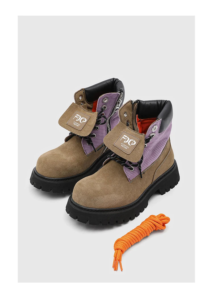 High quality Luxury Leather Boots Man Yellow High top Shoes Winter Men's Ankle Boots Street Motorcycle Shoes botas para hombre