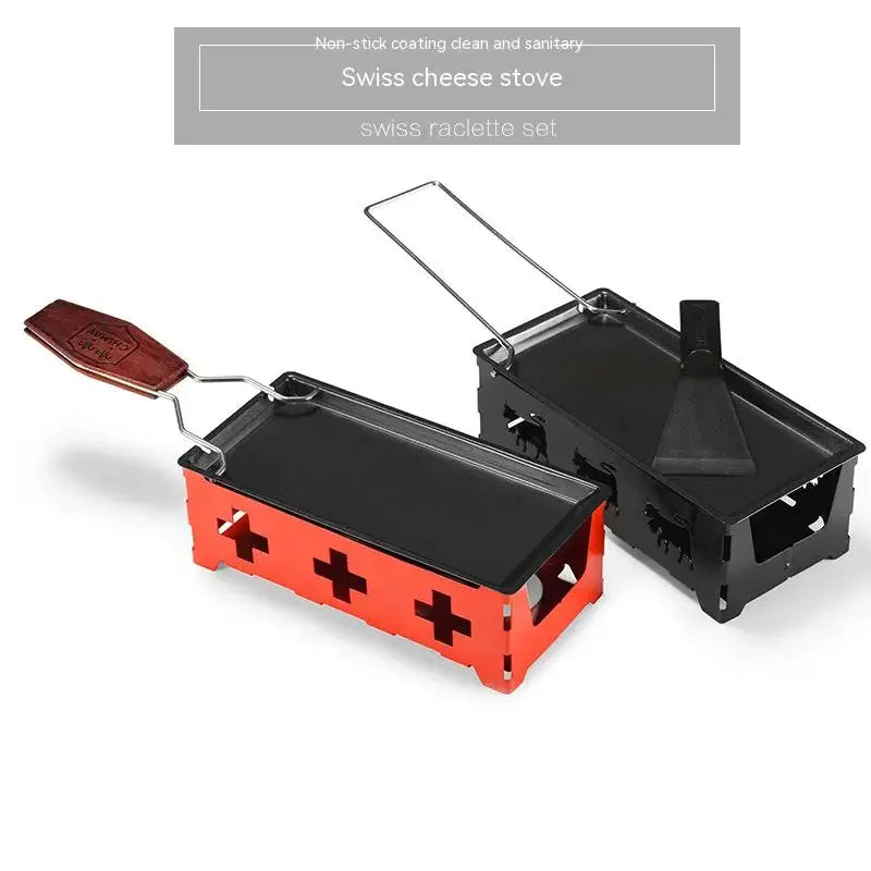 Non-Stick Metal Cheese Raclette Pan with Spatula Candles Portable Mini Grilling Tool Practical Kitchen Gadgets Cheese Pan TS2