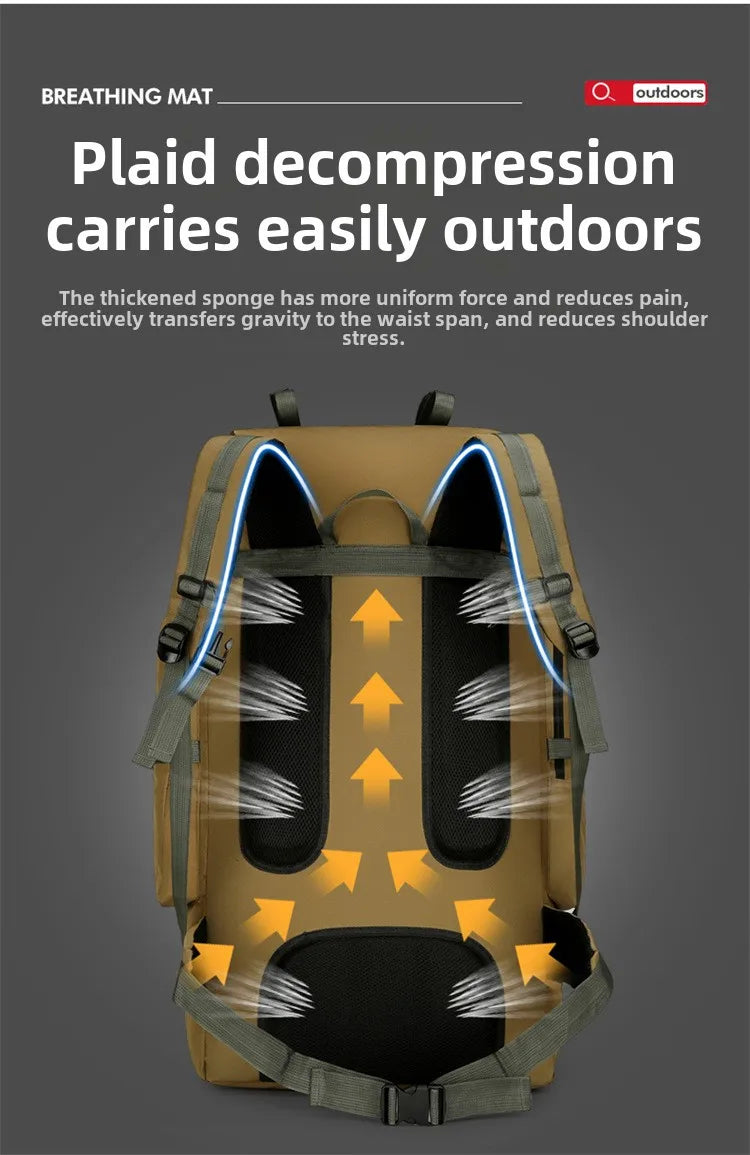 130L Large Capacity Mountaineering Bag Suitable  Outdoor Travel Camping Climbing Adventure Multifunctional Waterproof  Backpack