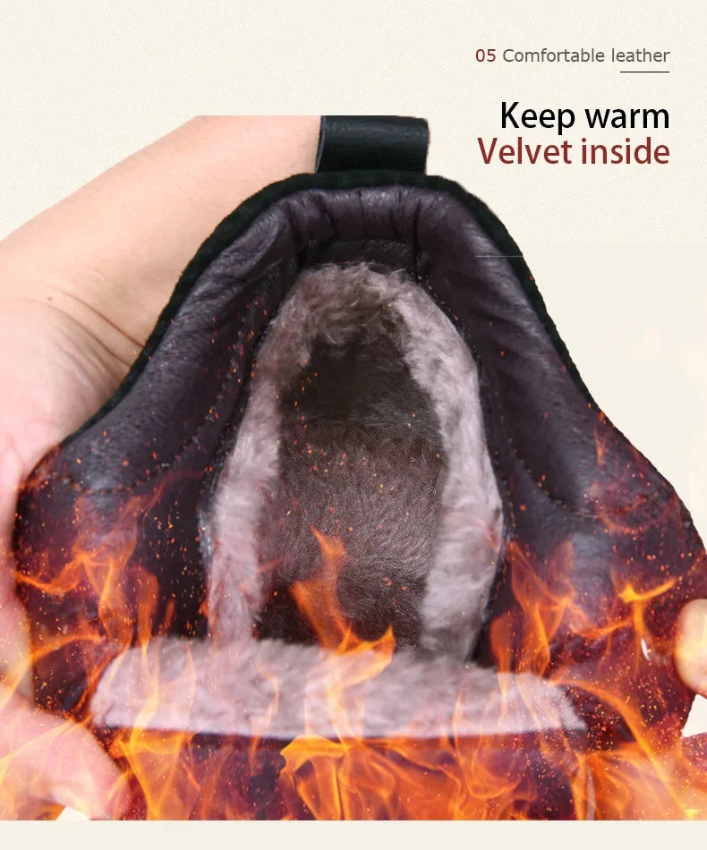 Motorcycle Riding Boots with Winter Velvet Style Warm Waterproof and Non Slip Outdoor Leisure Hiking Shoes Motorcycle Boots