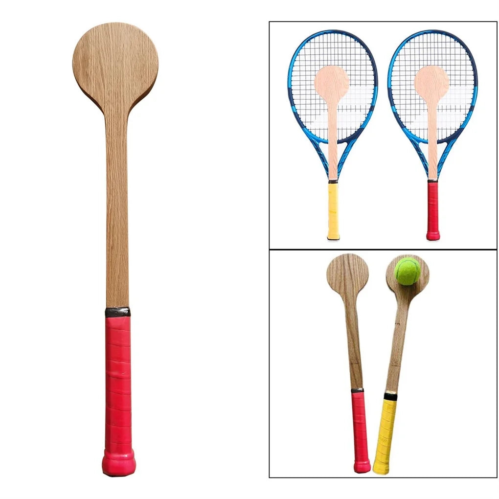 55cm Tennis Sweet Spot Racket Wooden Tennis Spoon Swing Training Racket Accuracy Practice Racket Batting Hitting Equipment Gear
