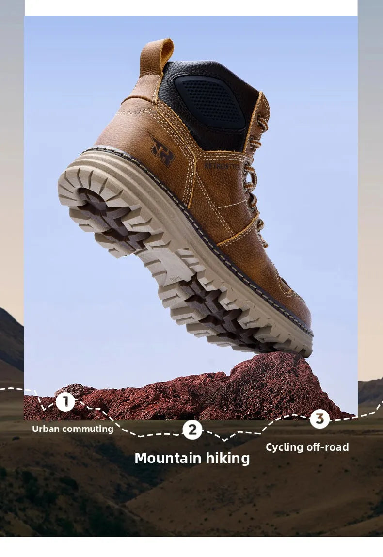 2025 TRtiger Men Retro Motorcycle Boots Mountain Hiking Botas Brown Outdoor Workwear Leisure Boot City Road Moto Riding Bota