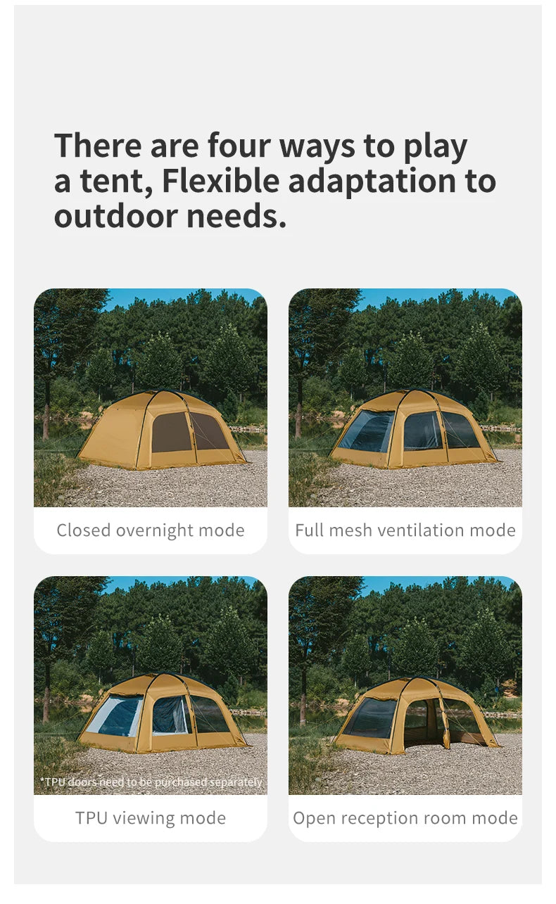 Naturehike Outdoor 4-6 Person Camping Dune 10.9 Tent One Bedroom One Living Room Hiking Tent 75D Nylon Camping Tents Canopy