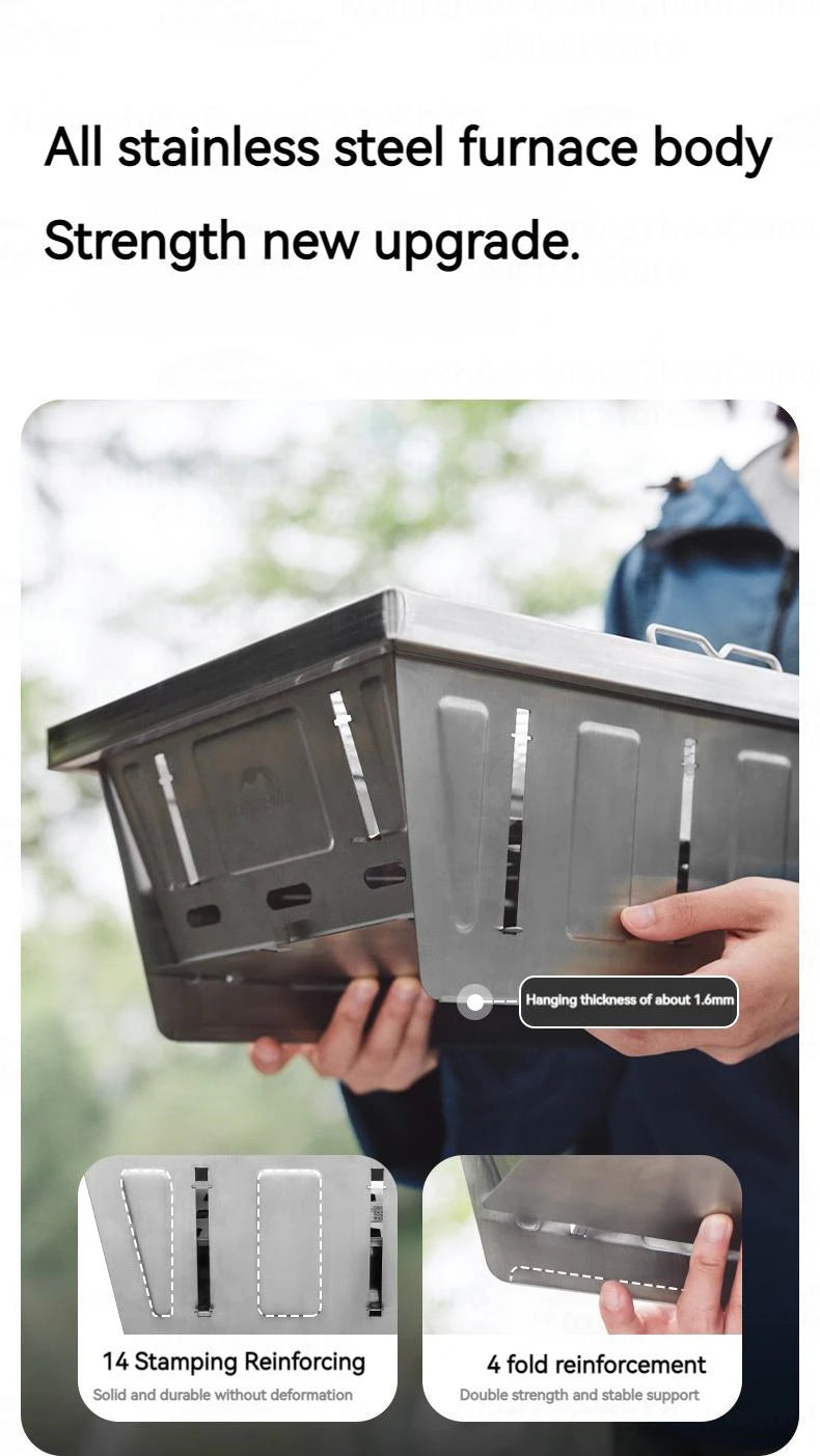 Naturehike Folding Grill Barbecue Stove Firewood Camping Picnic Cookware Accessories Portable Stainless Steel IGT Table Heater