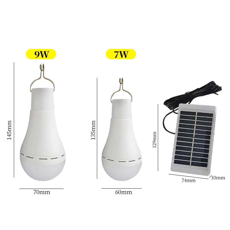 7W/9W LED Solar Lamp Bulb Hanging Solar Lights For Outdoor Camping And Fishing Emergency Sunlight Powered Lamp With Remote