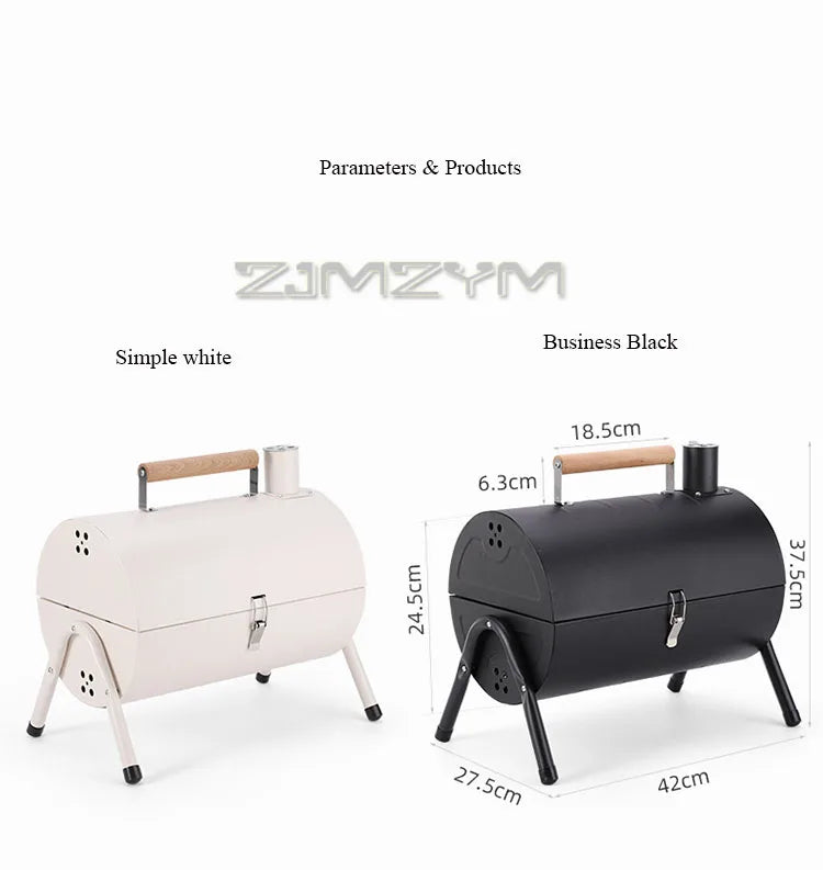 Double Sided Charcoal Grill Multi-Functional Portable Outdoor BBQ Grill Roasted Fried Chimney Stove For Cooking Camping Picnics