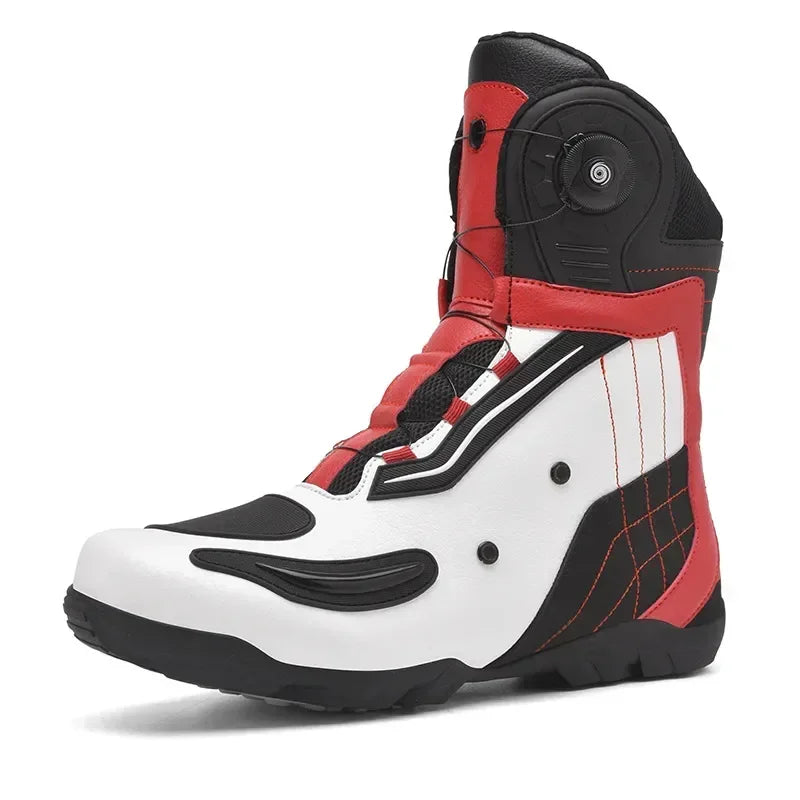 Motorcycle  Ankle Boots Racing Shoes Men Riding Durable Anti-Slip Grip Anti-kick protection Quick Lock moto Equipment Motorbike