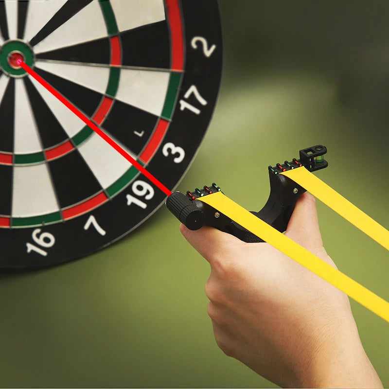 Laser Aiming Slingshot Set Resin Outdoor Hunting Catapult with Flat Rubber Band Outdoor High Precision Shooting Accessories Tool