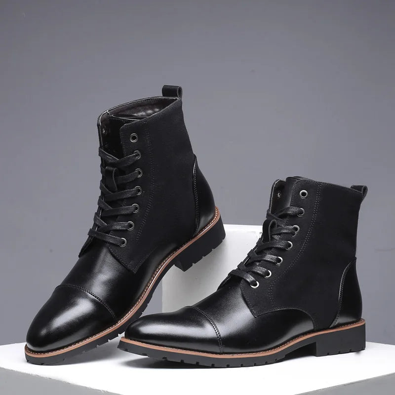 British Style Flat Designer Ankle Boots Vintage Casual Leather Outdoor Walking Motorcycle Boots Mens Antiskid Fall Chunky Boots