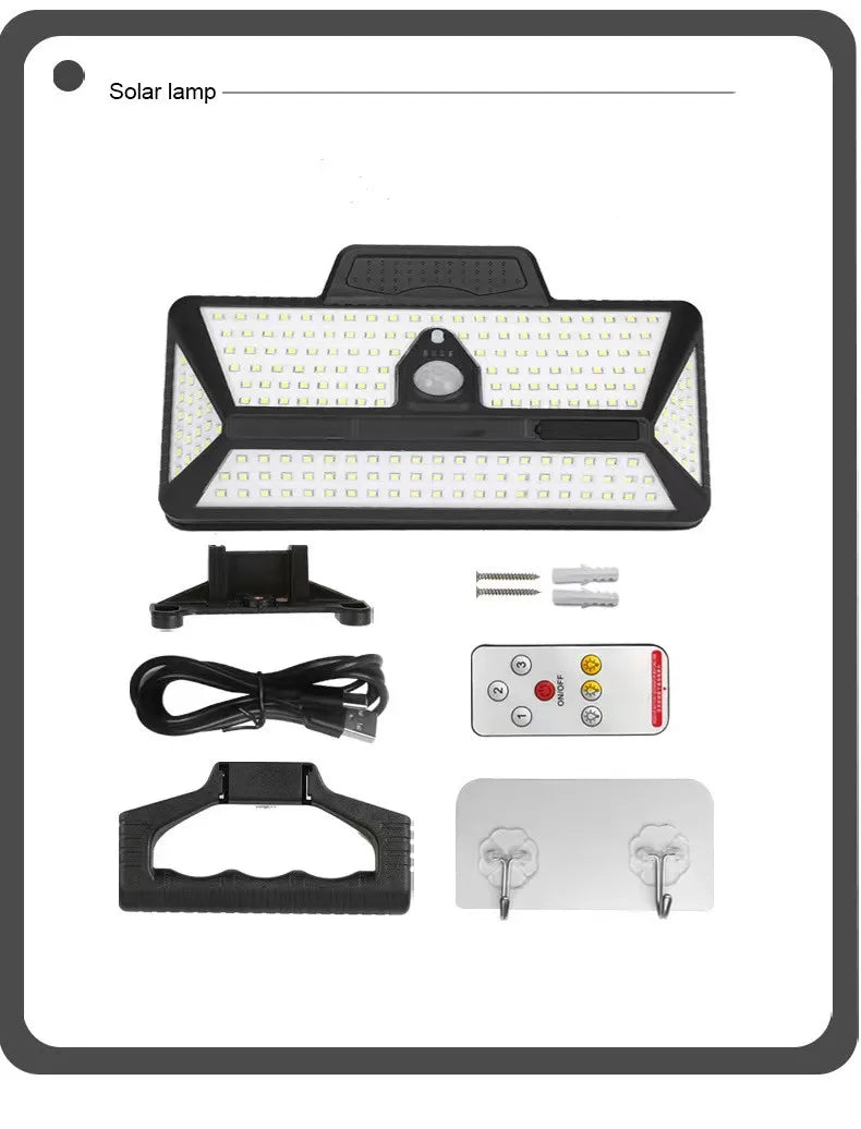 3600mAh Solar Outdoor Wall Yard Camp 208pieces LED Lamp Beads, Solar Sensor Lamp for Outdoor