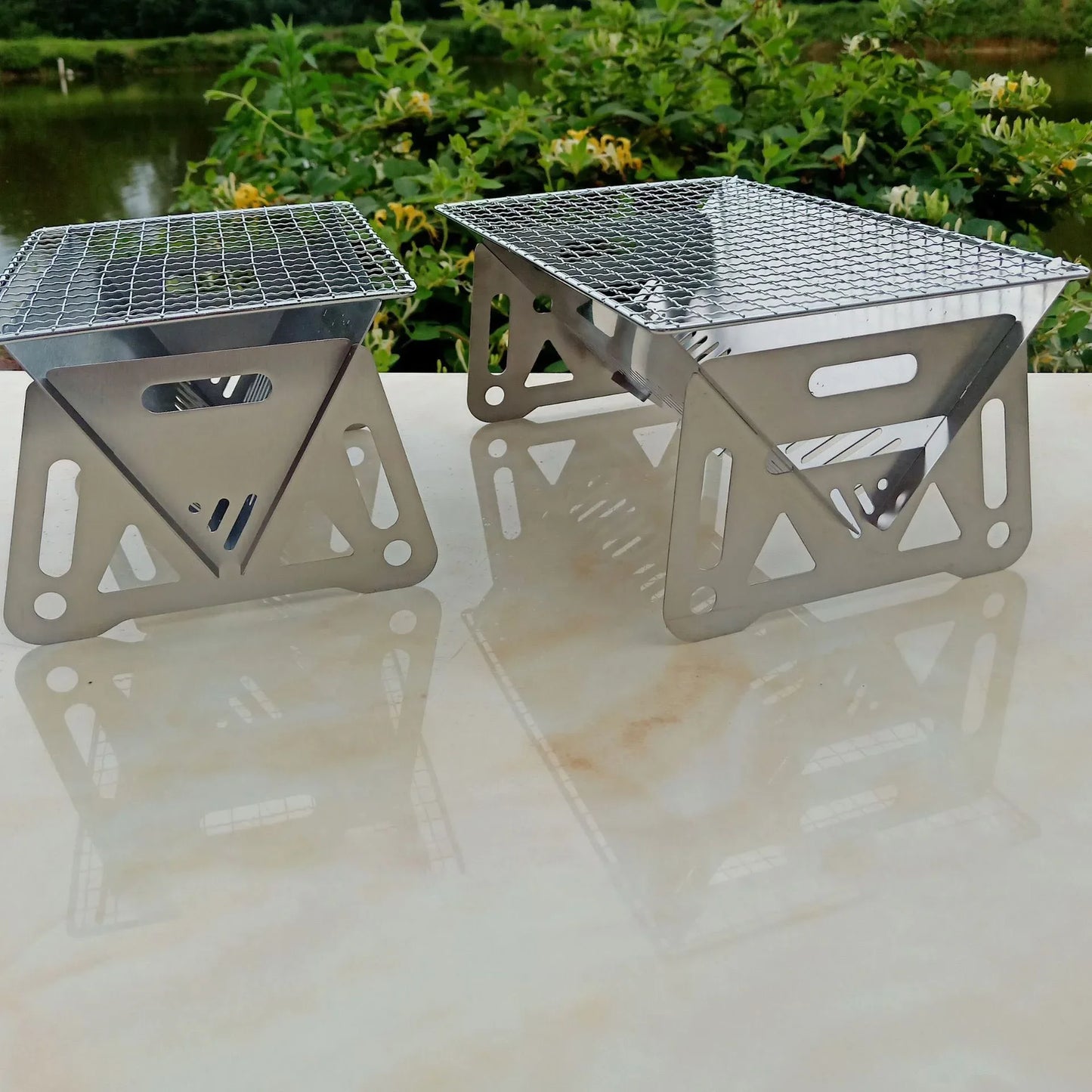 Outdoor Camping Barbecue Grill Heating Stoves with BBQ Grill Plate Portable Folding Stainless Steel Barbeque Cooking Stove