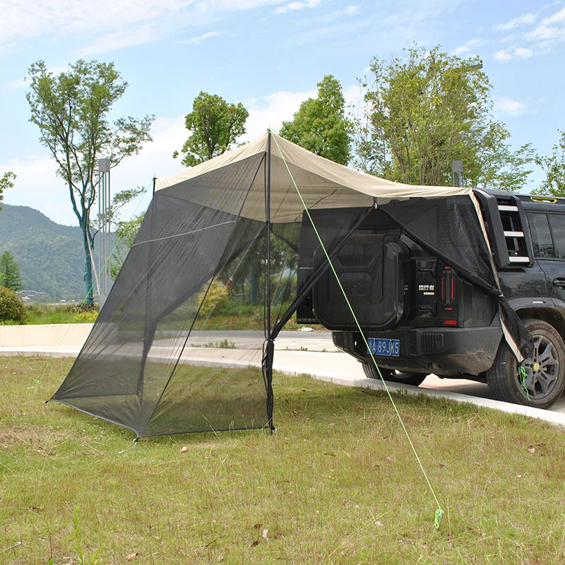 SUV Rear Tent with Mosquito Net – 4-Person Sun Shelter & Quick-Setup Car Canopy for Family Camping, Outdoor Adventures