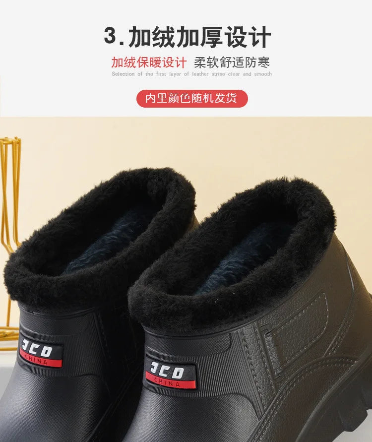 Winter Keep Warm Men Cotton Shoes Plush Plus Size Snow Snow Boots  Outdoor Motion Casual  Snow Boots Outdoor Car Washing Shoes