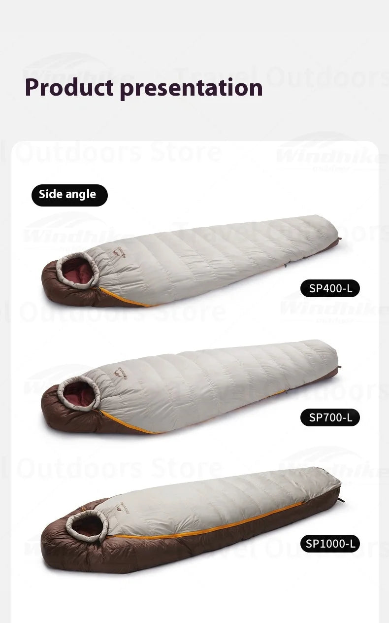 Naturehike Snowbird New Sleeping Bag Winter Duck Down Sleeping Bag Ultralight Camping Sleeping Bag Mummy 650FP Warm -10.8~3.8℃