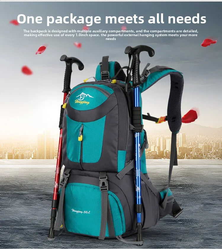 60L Large Capacity Hiking Backpack Men Outdoor Mountain Backbag Male Sport Back Pack Leisure Teens Travel Package Black