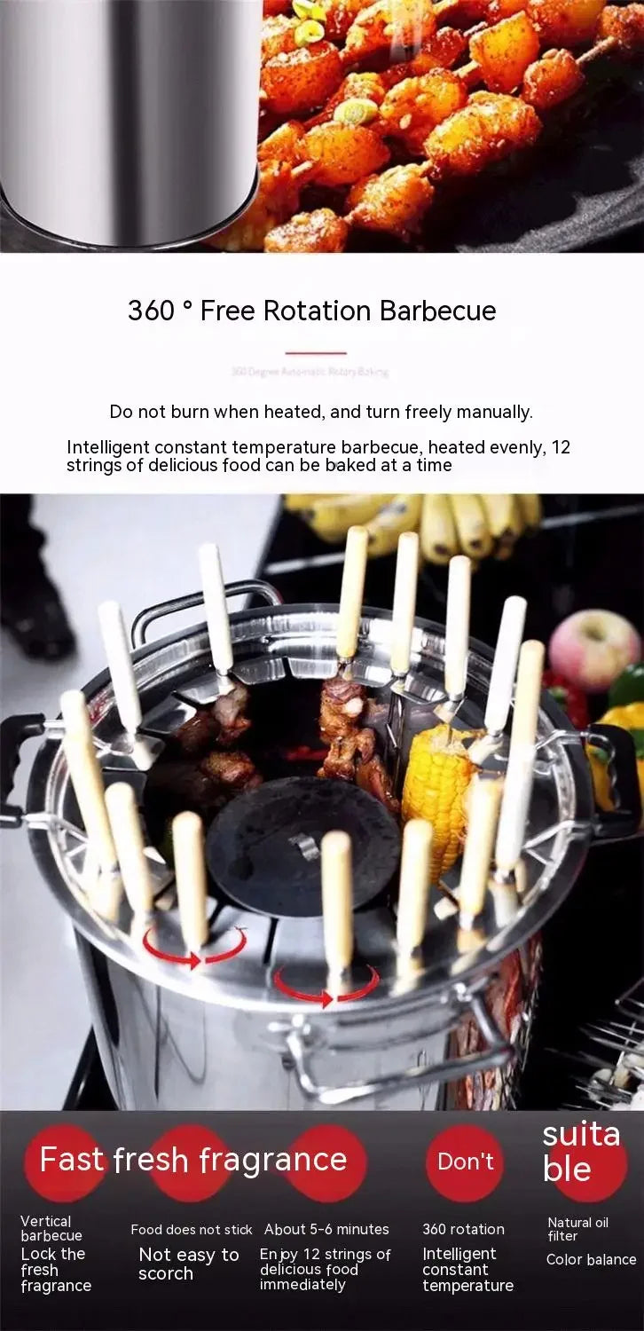 Smokeless Barbecue oven Household Charcoal indoor Barbecue Artifact Outdoor Stainless steel Barbecue oven Roast chicken oven Han