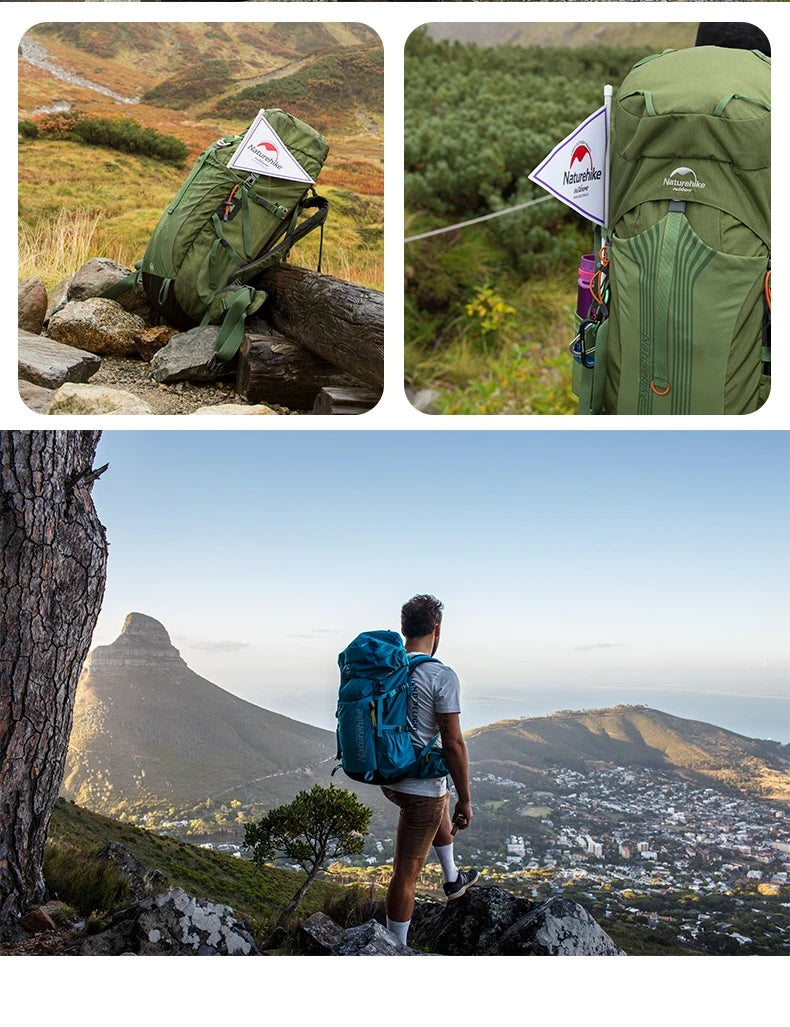 Naturehike Hiking Backpack Waterproof 45/55/65L Knapsack Climbing Travel Outdoor Sports Large Capacity Nylon Bag With Rain Cover