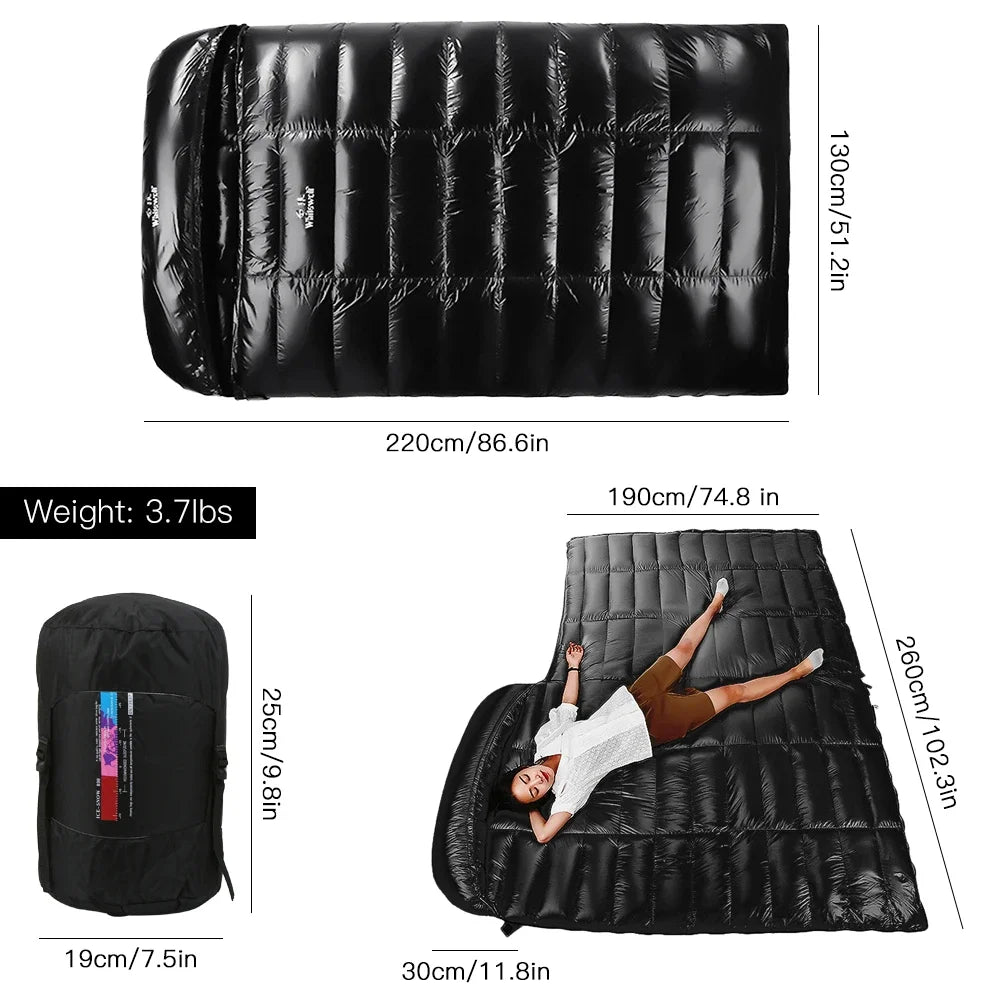 90% White Goose Down Double Sleeping Bag Winter Sleeping Bag Camping Sleeping Pack for Backpacking Camping Hiking Traveling