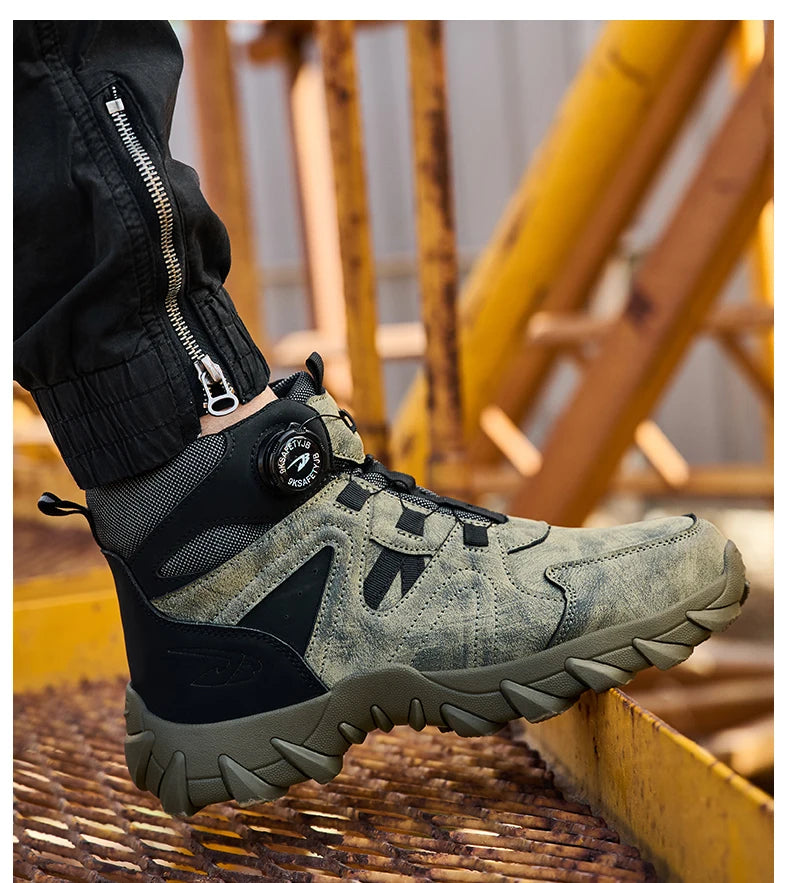 Rotating button Safety Boots Men Outdoor tactical boots Indestructible shoes Puncture-Proof Work Boots Steel toe shoes Sneakers