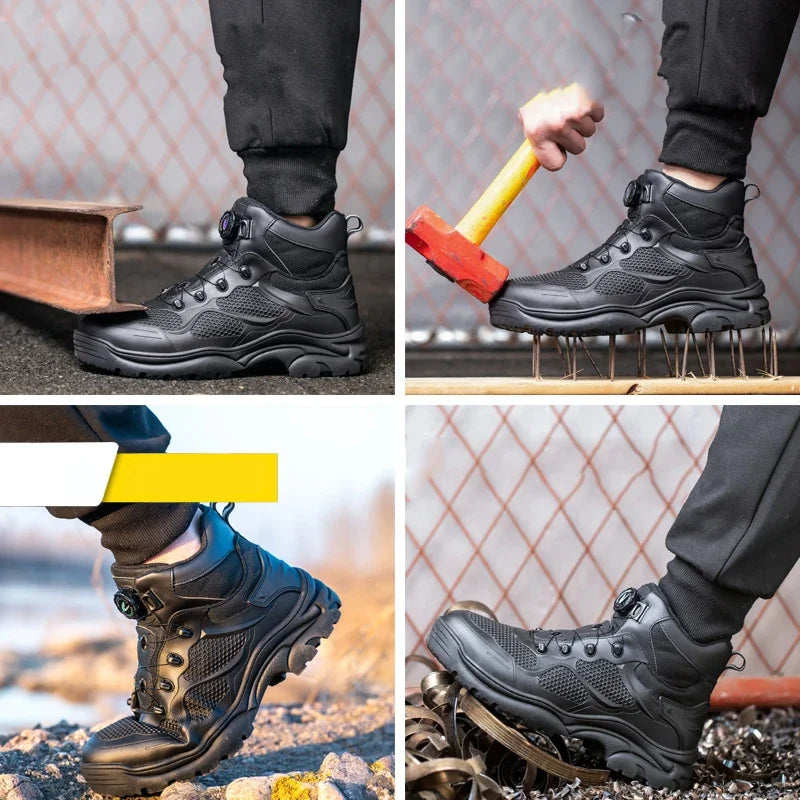 Top Grade Rotary Buckle Men Work Safety Boots Work Sneakers Safety Shoes Men Indestructible Work Boots Anti smashing