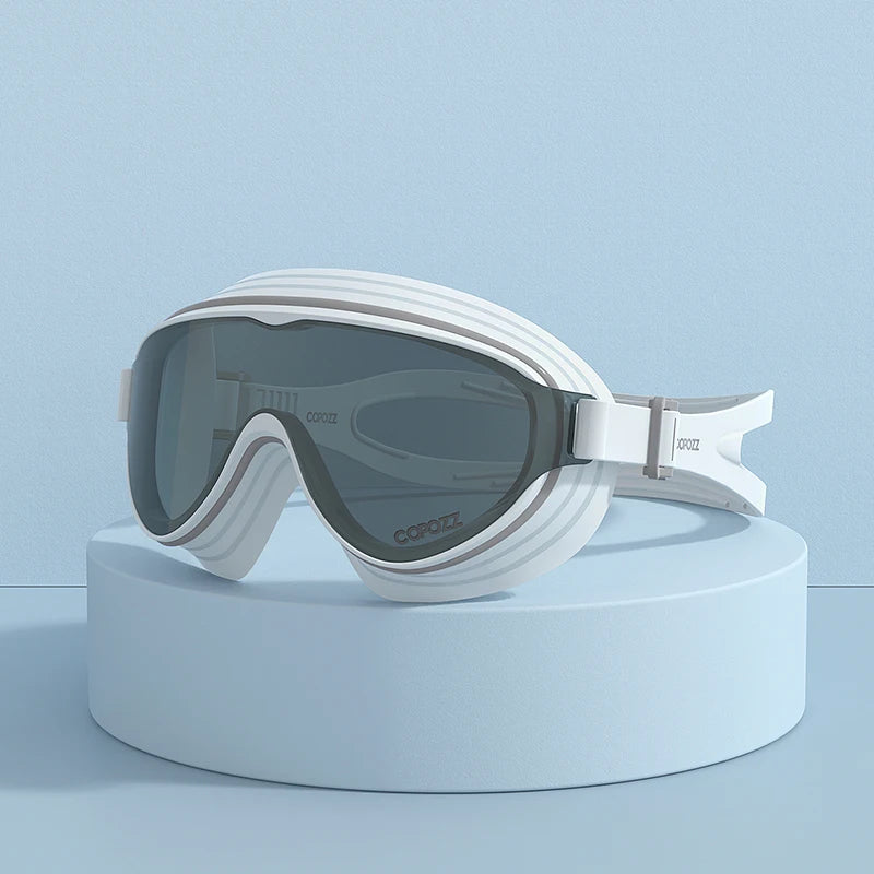 COPOZZ New Large Frame Adults Swimming Goggles Professional Plating Durable Anti Fog Comfort Eyewear Swimming Glasses Men Women