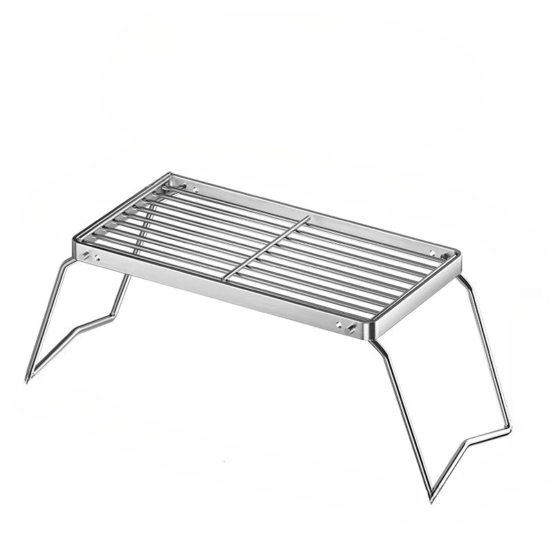 1pc 16/30cm Outdoor Striped Stainless Steel Alcohol Furnace Bracket Grid Oblong Folding Net Camping Bbq Thermostability Portable