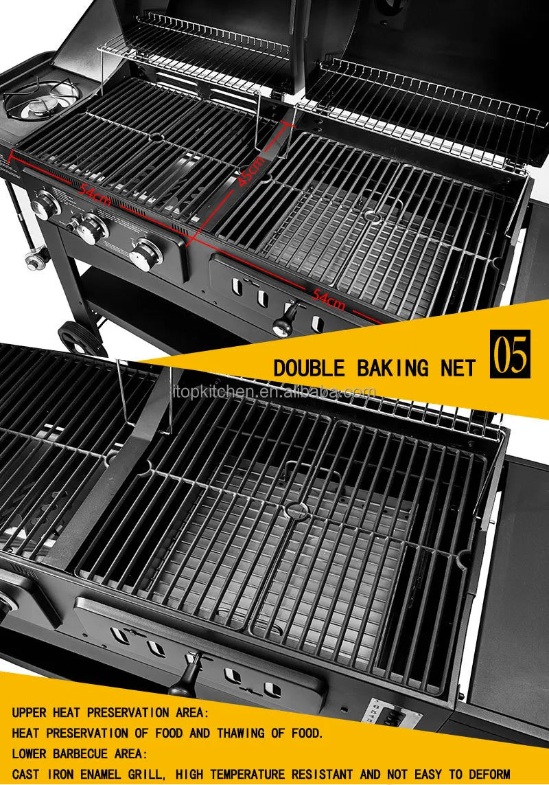 Outdoor Barbecue grill Charcoal Gas Comb BBQ Grill American family party  Machine courtyard gas and carbon dual-use bbq