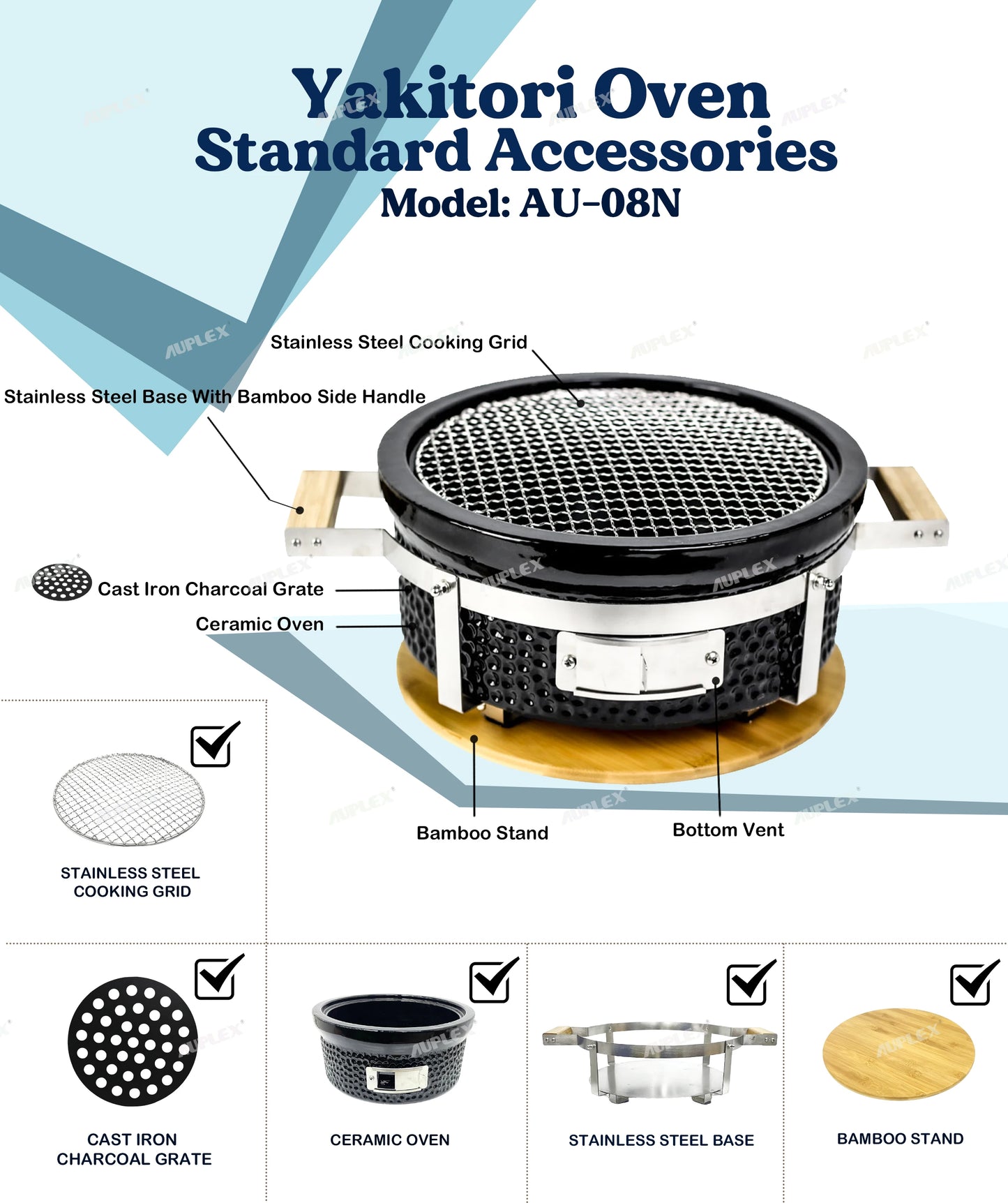 Small Ceramic Hibachi Grill - Customizable Japanese BBQ Table (Indoor/Outdoor Charcoal Grill, Portable Barbecue）