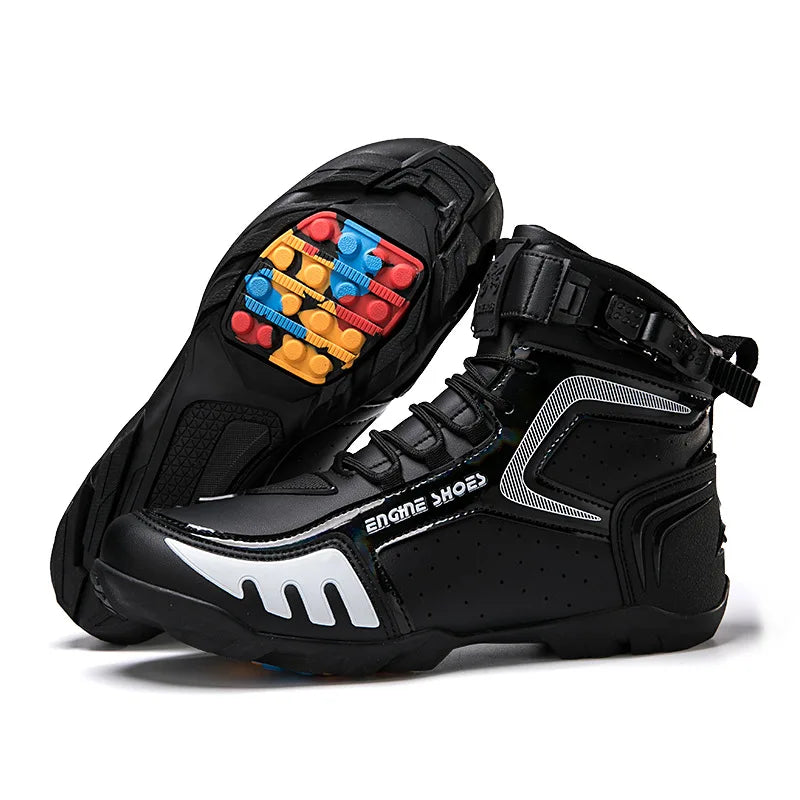 Men Motorcycle Boots Breathable Anti-fall Riders Motorbike Shoes TPU Protection Anti Slip Men's Motocross Bike Riding Boot