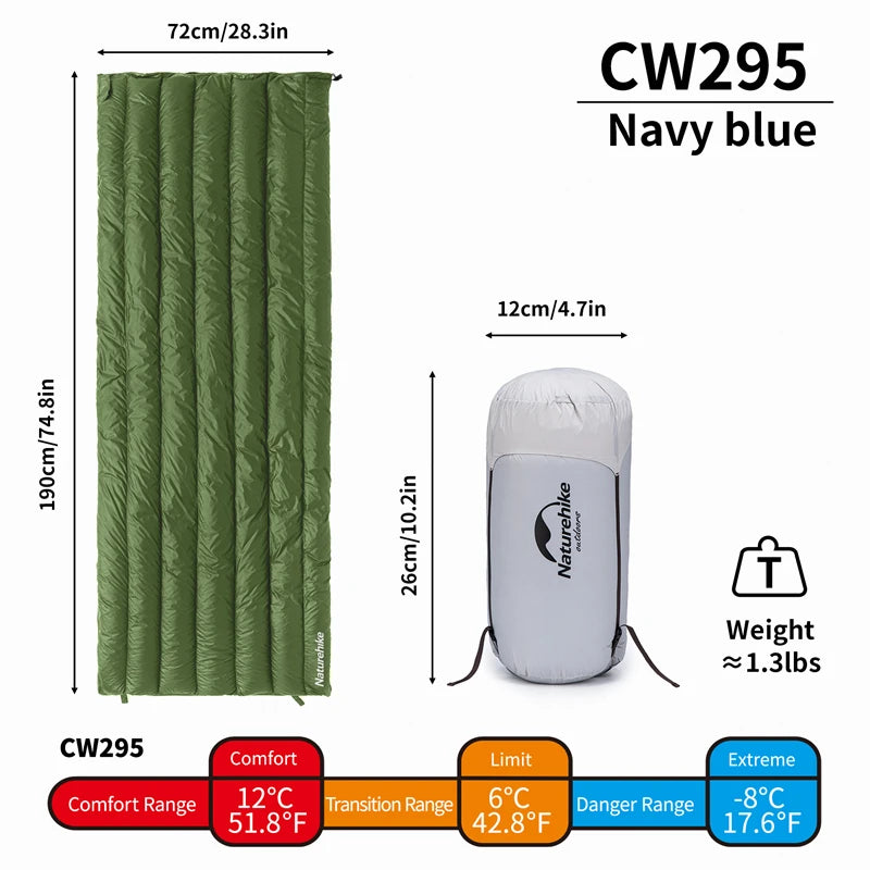 Naturehike Duck Down Sleeping Bag Ultralight Waterproof Four Seasons Envelope Sleeping Bag Camping Fishing Sleeping Bag CW295
