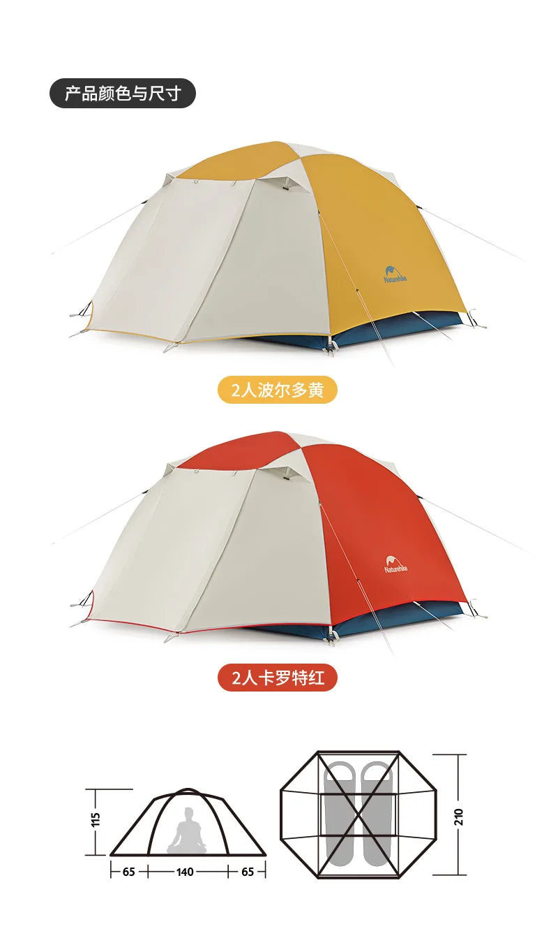 Naturehike-Camping Ultralight Tent, Outdoor Portable, Rainproof and Sun Protection, 2-3 People, Hiking, CNK2300ZP024