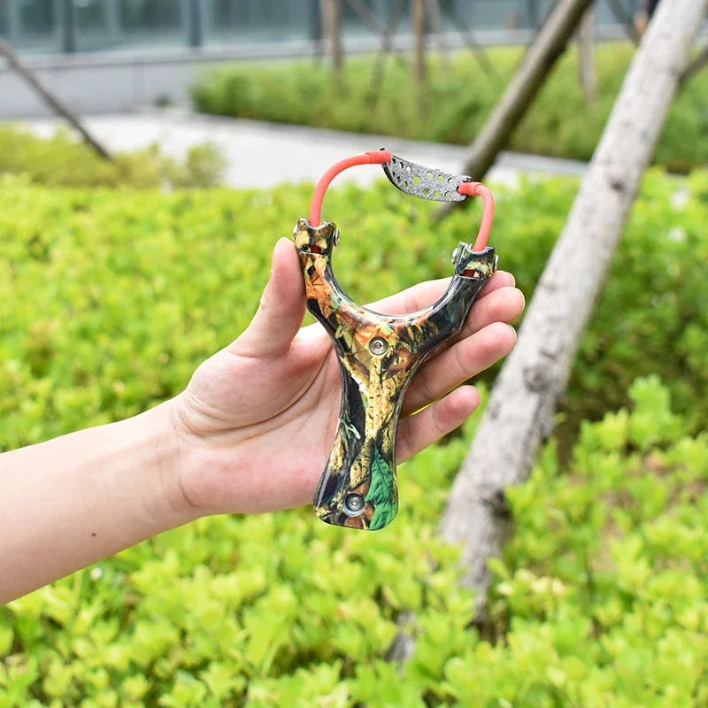 Zinc Alloy Pulley Slingshot Powerful Portable Professional Hunting Slingshot High Elastic Rubber Band For Powerful Shooting